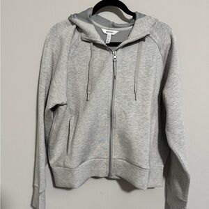 SPANX Air Essentials Light Gray Full Zip-Up Hoodie